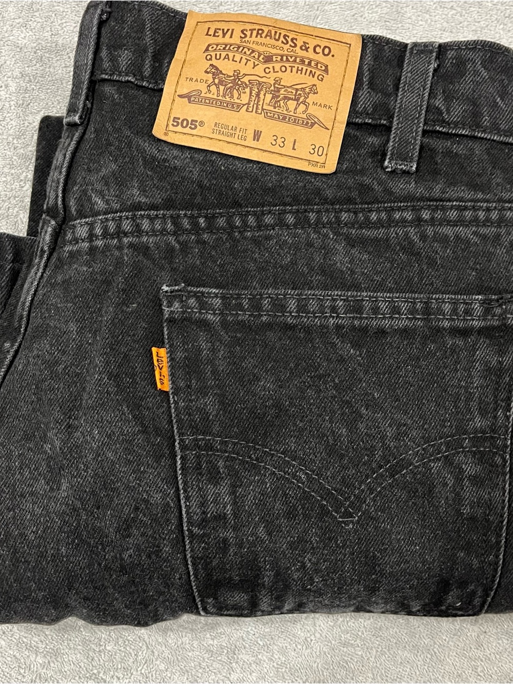 Vintage 90s Levi 505 Orange Tab Black Jeans Made Mexico (Actual 32x24) Read